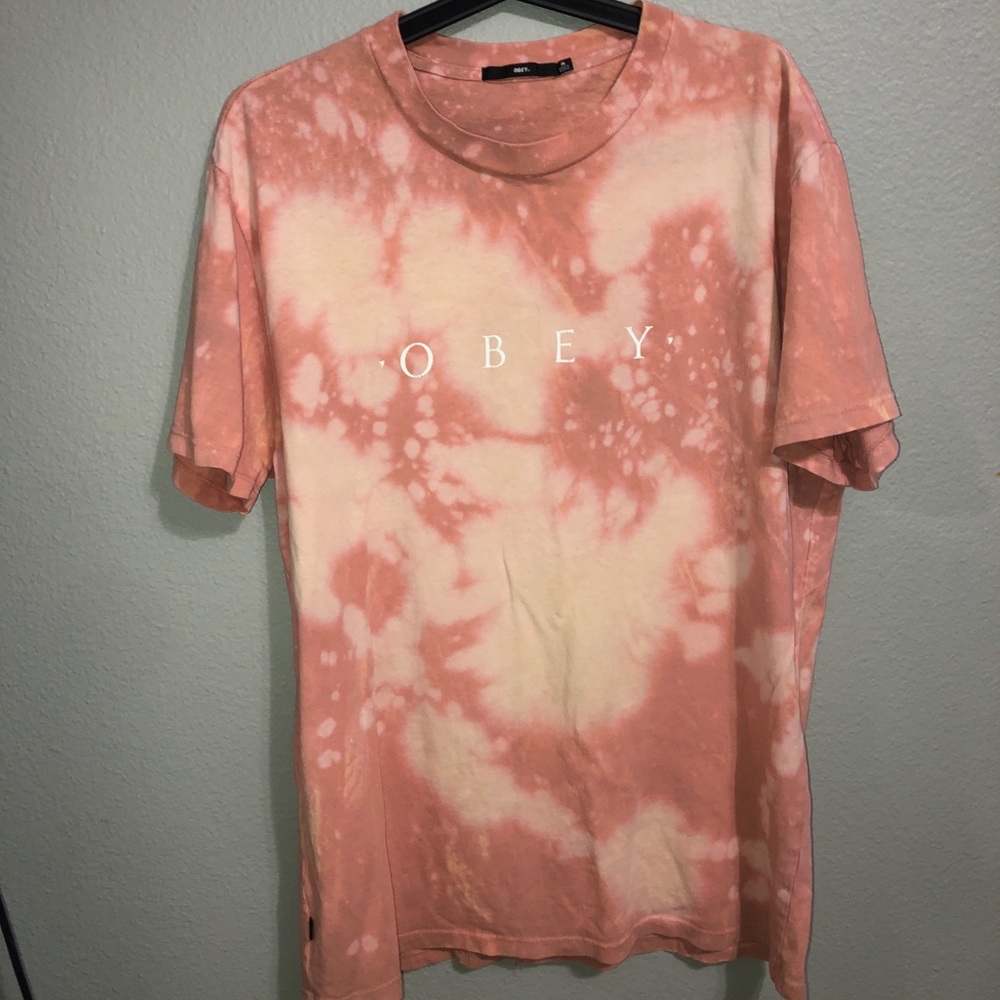 pink tie-dye obey t-shirt